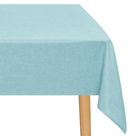 JIUZHEN Blau Tischdecke Abwaschbar Tischdecken Leinenoptik für Esszimmer, Garten, Outdoor,Hochzeiten Wasserabweisend Tischtuch Eckig 135X180 cm