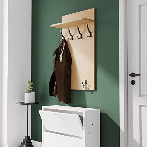 AKKE Garderobenpaneel Wandgarderobe Mit Ablage Wandpaneel Garderobe PVC Maxi Weiß 120cm x 60 cm