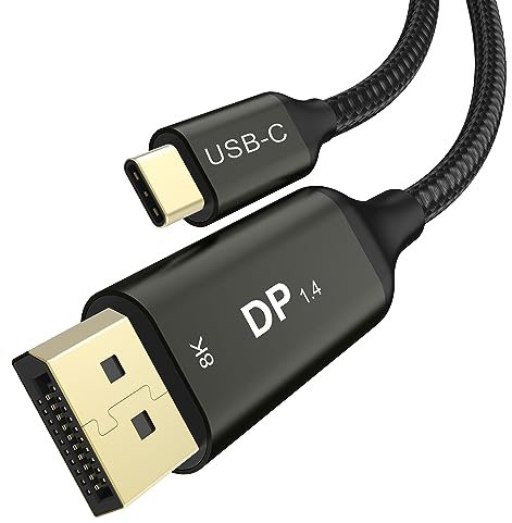 Ablink USB C to DisplayPort 1.4 Cable 2M,[8K@60Hz, 4K@240Hz/144Hz] Type C Thunderbolt 4/3 to DP Cord 32.4 Gbps,HDR10+,DCS1.2,Home Theatre,Gaming, Compatible for iPhone 16/15,iMac, MacBook,iPad,XPS,S25