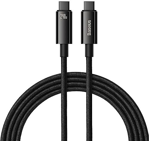 Baseus PD 3.1 5A Cable USB C 240W, Carga Rápida USB C a USB C de Aleación de Zinc y Nylon Trenzado, 3m, Negro