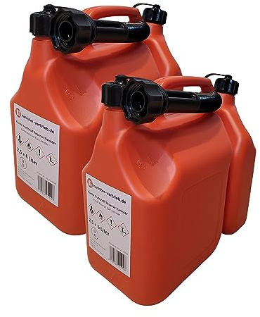 kanister-vertrieb® SET-ANGEBOT: 2 Stück 2,5 + 6 L Kombi Kraftstoffkanister Dieselkanister Benzinkanister Farbe orange inkl. Ausgießer