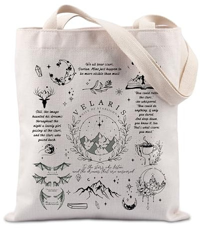 FUNYSO Acotar SJM Velaris The City of Starlight Tote Bag - To The Star Who Listen Gift, We All Bear Scars UK, 28 Zoll