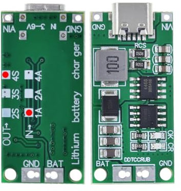 Hailege 2pcs Multi-Cell 2S 3S 4S Step-Up Boost LiPo Polymer Li-Ion Ladeplatine USB-C bis 8,4V 12,6V 16,8V (4S 1A) 7,4V 11,1V 14,8V 18650 Lithium Batterie Boost Modul Typ-C