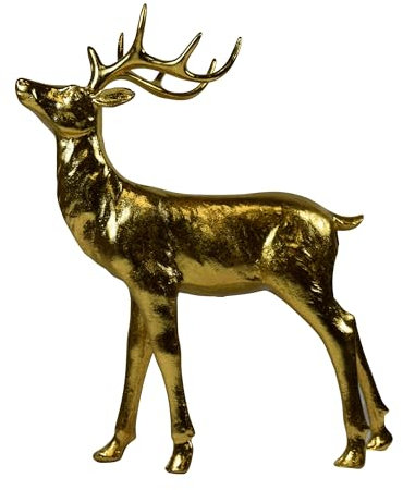 CHICCIE Figur Hirsch Polyresin Gold 8x23x28cm - Weihnachtsfigur Dekoration