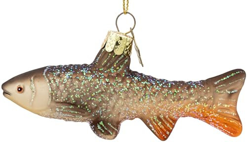 SIKORA Graskarpfen besondere Weihnachtskugel Glas Christbaumschmuck Deko Figur Weihnachten Anhänger Ornament - Trend Line - BS629