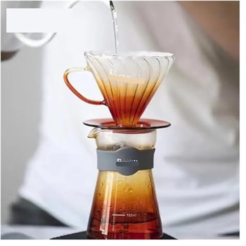 cómodo Cafetera de vidrio resistente al calor, hecha a mano, for compartir café, taza con filtro en espiral V60 (Color : Orange)