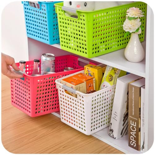 CAXUSD Mini Panier De Rangement En Plastique Pour La Maison Avec Poignée Pour Livres Collations Articles Divers