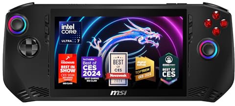 MSI Claw PC Gaming Handheld: Intel Ultra 7-155H, 7 FHD 120Hz Display, 16GB LPDDR5, 1TB NVMe SSD, MicroSD Card Reader, Thunderbolt 4, Win 11 Home: Black A1M-050US
