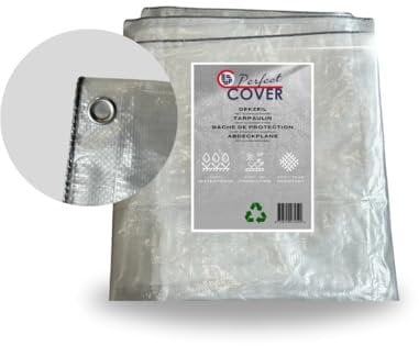 Perfect Cover® Starke wasserdichte transparente Plane mit Ösen – für Gartenmöbel – Wetter- und UV-beständig – reißfest – für den Außenbereich – (Transparent, 4x6)