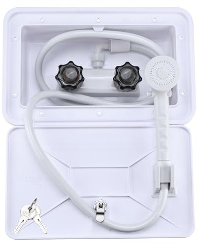 NovelBee Kit de douche extérieur pour camping-car, van, remorque de voyage, bateau (blanc)