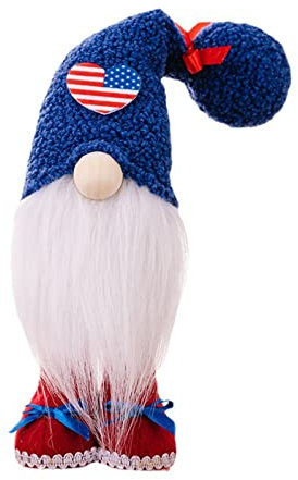 Kaohxzklcn Zwerge zum 4. Juli, patriotische Tomtes für den amerikanischen Unabhängigkeitstag, Geschenk, Gedenktag, facellose Puppe, abgestuftes Tablett, Dekoration, patriotische Zwerge im Freien