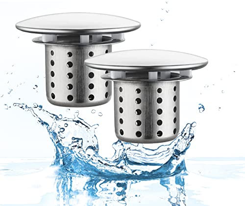 ESMUSSSEIN 2PCS Drain Hair Catcher Tub Drain Protector Bathroom Sink Strainer Bathtub Drain Filter Stainless Steel Drain Hair Trap shower trap cover for Bathtub/Shower/Drain