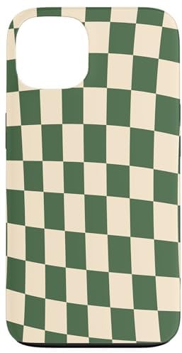 iPhone 13 Swirl Checkered Sage Green Vintage Checkerboard Case