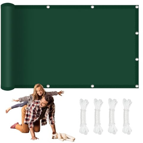 Sonnensegel Wasserdicht 4.5 x 6.5 m 98% Uv-Schutz, Reißfest & Wetterfest Sunprotect Professional Sonnensegel mit Kordel für Balkon Terrasse Garten, Dunkelgrün