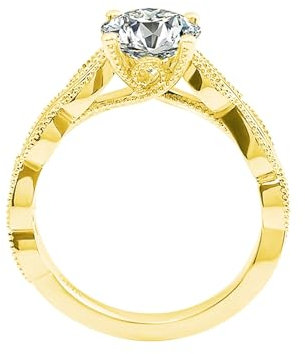 Wycian Verlobungsring Damen, Eheringe In Gold 9 Karat Gelbgold Größe 63 (20.1) Moissanit Rundschliff Weiß Npassbar Für Valentinstag