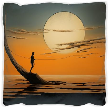 Wallario Dekokissen 60 x 60 cm, Einsam im Sonneruntergang, beidseitig Bedruckt, Kuschelkissen mit weicher Plüsch-Oberfläche