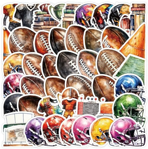 Watercolor Rugby Aufkleber 50 Stück Wasserdicht Funny Sport Aufkleber für Skateboard Laptop Scrapbook Telefon Fahrrad Gepäck Auto Gitarre,Vinyl Trendige Coole Rugby Sticker für Erwachsene Kinder