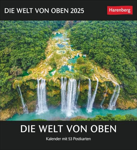 Die Welt von oben - Kalender 2025 - Harenberg-Verlag - Postkartenkalender mit 53 heraustrennbaren Postkarten - 16 cm x 17,5 cm