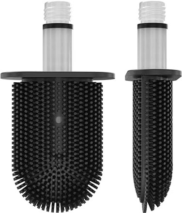 MooStar Silicon Toilet Brush & Holder Set Replacement Head – Flexible Flat Brush Head, Bristle-Free with Soap Dispenser, For Bathroom, Compatible with Stainless Steel & Wall-Mounted Holder Set, 1 Pack