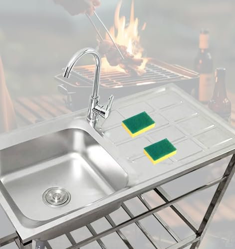 Fregadero For Barbacoa Al Aire Libre Fregadero De Cocina Independiente De Acero Inoxidable Con Grifo, Lavabo Comercial For Garaje Lavadero Patio Trasero Camping Jardín Interior Exterior L75xW40xH75cm