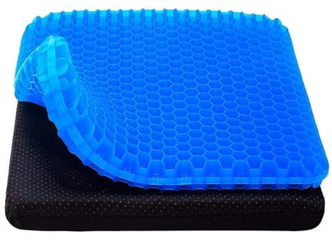 Frilla Gel-Druckentlastungskissen, Gel Sitzkissen, Orthopädisch Sitzkissen, Atmungsaktives Stuhlkissen, Gelkissen, Sitzkissen für Bürostuhl, Küchenstuhl, Rollstuhl, Auto | COMFORTKA