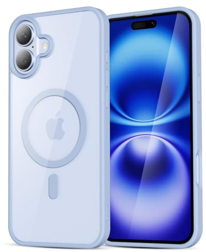 LoeoeL for iPhone 16 Case Clear Mag Safe, Ultra Thin Slim Cover Magnetic Compatible with Magsafe Phone Case for Women Men Girl, Cute Soft TPU Silicone & Transparent Hard Plastic, Light Blue