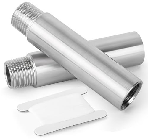 TAISHER 2 pezzi Raccordi per tubi in acciaio inox, 1/2 BSP maschio x 1/2 BSP femmina filettati, tubo fuso con nipplo di 100 mm di lunghezza, per acqua, olio, aria e gas