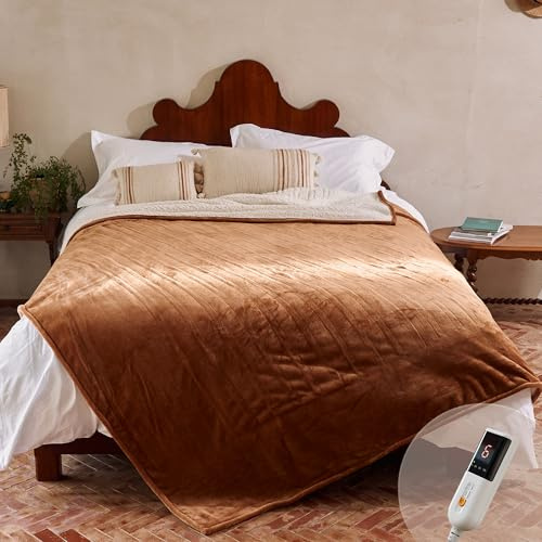 GOTCOZY Heated Blanket Electric Throw 150x200cm Machine Washable Biscuit
