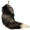 GreatRise Kunstfell Fuchsschwanz Anhänger Flauschiger Foxtail Anhänger Extra Groß Schwanz Schlüsselanhänger Tasche Zubehör Auto Schlüsselkette für Handtasche Rucksack Schwarz-Weiß