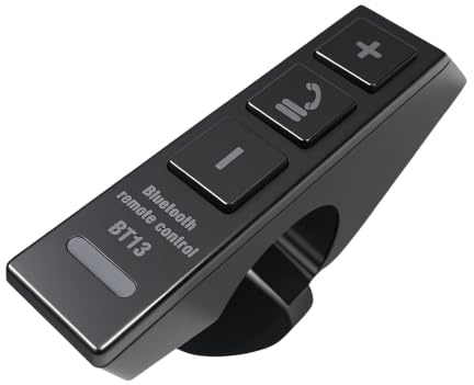 BOROCO Mando a Distancia para Manillar de Motocicleta, BT13 V5.0 Control de Botón de Manillar de Motocicleta, Mando a Distancia Inalámbrico Bluetooth para Teléfonos Inteligentes (15M)
