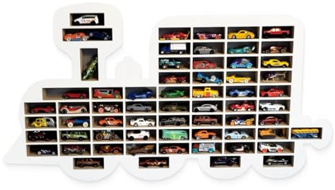 MOLILAND Sammlervitrine Fächer Setzkasten Holz Sammelbox Train Display Train Kinderzimmer-Dekorationsregal, Kinderzimmer-Dekoration, Hängendes Regal für Zubehör und Spielzeug