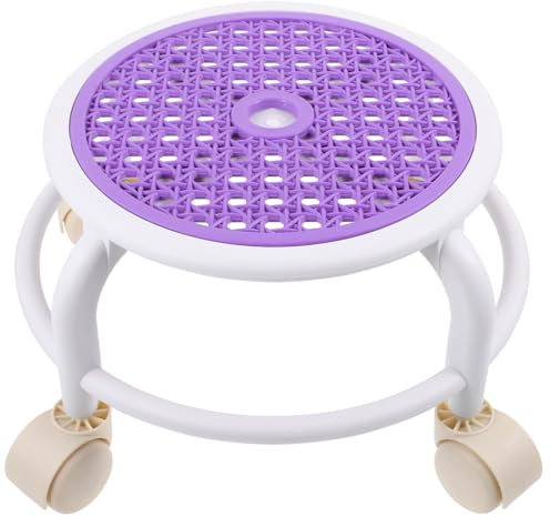 SEWOART Runder Rollhocker aus Kunststoff, Niedriger Kleiner Hocker