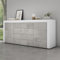 Mai & Mai Meuble de Rangement avec 2 Portes et 4 Tiroirs Casier de Rangement Polyvalent Buffet Blanc Mat + Béton 167x36x70 cm SR03