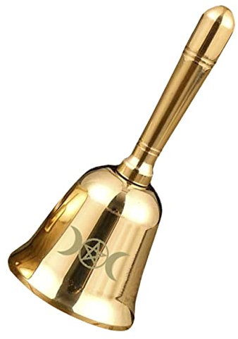 HOMOCONO Handglocke Aus Messing Mit Pentagramm-Muster Ritualglocke Für Meditation Altar-Dekoration Geeignet Für Zuhause Hotels Büros Und Restaurants Vielseitig Einsetzbar Stabil Und