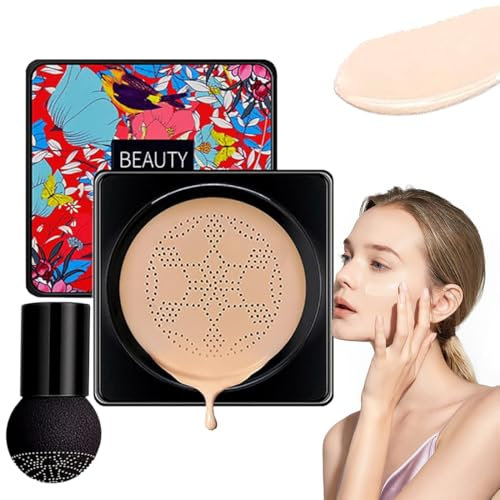 Pilzkopf Luftkissen CC Creme, CC Cream Air Cushion Foundation, Mushroom Head Air Cushion Foundation CC Cream, Feuchtigkeitsspendende Aufhellende Gleichmäßiger Hautton (Natürliche)