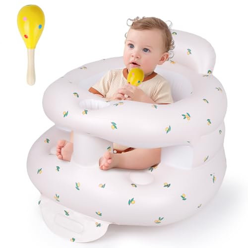 Wuciray Asiento Inflable para Bebé Portátil Sofá Hinchable Bebe de Suelo Camping Playa Viajes Alimentación Asientos para Sentarse Silla Inflable para Bebé Asientos Inflable para Bebes con Bandeja (1#)