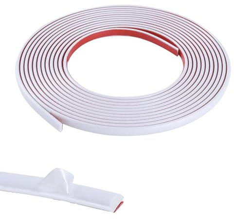 Matte White Flexible Moulding Trim,Self-Adhesive Decorative Edging Strip for Tile, Wall, Mirror, Ceiling, Floor, Panel, Cabinet，Peel and Stick PVC Mirrior Frame Trim(5M,8MM)