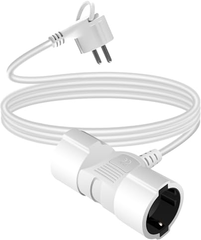 DKTYGER Verlängerungskabel Doppelstecker, 2M Mehrfachsteckdose 2 Fach mit Flexible Kable, Strom Verlängerungskabel mit Doppelsteckdose Max 3500W, Deutsch Konverter Buchse EUStecker für Haus, Büro