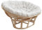 Meubletmoi Papasan / Loveuse Sessel, oval, 2-Sitzer, Natur-Rattan, mit dickem Kissen, gepolstert, cremefarben, Boho-Stil, lässig, Hazel