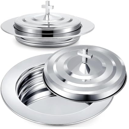Knoruley Holy Communion Tray withCover Communion Plates Polished Church Supplies Ware Sets Plate Church Supplies Set