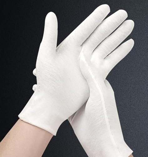 18 Paar Elastische Baumwollhandschuhe, Baumwollhandschuhe Atmungsaktive Baumwollhandschuhe Weiß, Weiße Baumwollhandschuhe,Weiße Handschuhe Baumwolle für Schmuckidentifikation und Formelle Anlässe
