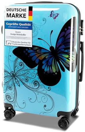 Xonic Reisekoffer – Koffer groß mit Rollen als Hartschalenkoffer – Trolley in Größe M L XL oder im Set Polycarbonat Koffer & Trolleys für Damen, Kinder & Familien (Butterfly, L)