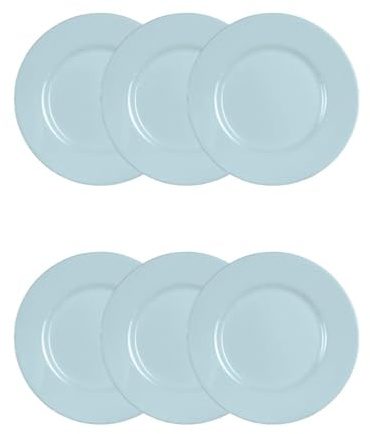 Luminarc Set de 6 platos postre Plumi Paradise Azu de vidrio opal 19 cm | Azul, Vidrio opal, formato redondo, acabado brillo, 19 cm, 6 piezas, apilable, apto para microondas, apto para frigorífico
