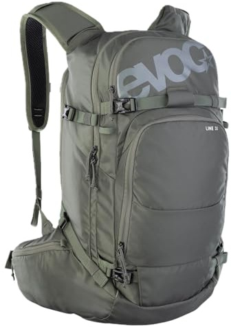 Sac à dos EVOC LINE 30 All-Mountain (NEURALITE SYSTEM, fixation pour skis, compartiment séparé pour avalanche avec plan d'urgence, compartiment principal facilement accessible), Dark Olive