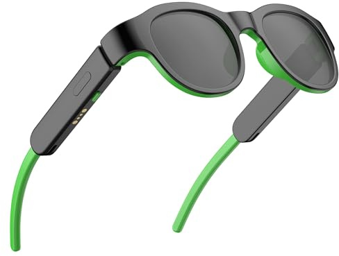 XIYANGYANG Smart Bluetooth Sunglasses, Bluetooth 5.3 Open Ear Audio with Polarised UV400 Protection, Anti-Blue Light RGB Lighting, Lightweight Wireless Music Sports Outdoor Sunglasses (Green)