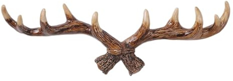Crochet mural en bois de cerf - Porte-cintres avec finition antique - Support mural décoratif - Porte-manteau rustique en bois de cerf - Crochet à clés - Solution de rangement pratique pour chapeaux