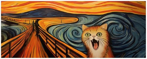 Wallario Küchenrückwand selbstklebend 115 x 50 cm, Motiv: Der Schrei der Katze | Spritzschutz abwischbar & pflegeleicht