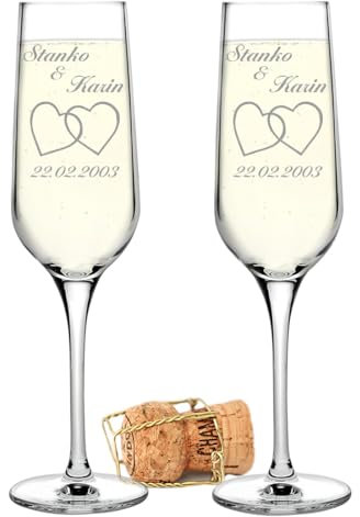polar-effekt 2 Sektgläser personalisiert mit Namen als Hochzeitsgeschenk, Proseccogläser Geschenk-Idee zur Silberhochzeit Hochzeitsgläser Sektkelche