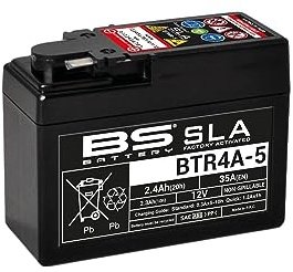 BS Battery 300667 BTR4A-5 AGM SLA Motorrad Batterie, Schwarz