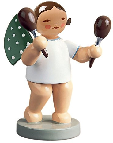 Wendt & Kuhn Brunette handbemalte Grunhainichen Engel Maraca Figur